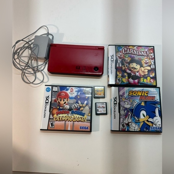 Nintendo Other - Red Nintendo DSi XL Super Mario Bros 25th Anniversary w/5 Games Tested & Games